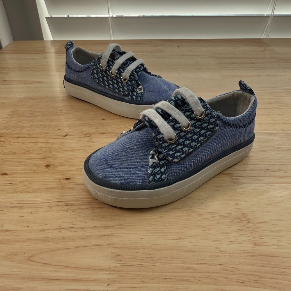 Sperry Crest Vibe Jr Casual Sneakers Kids Blue Whale Canvas Hook & Loop - 5